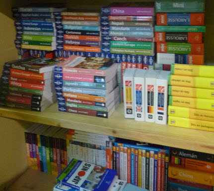 Book shelf full of Travel Guides